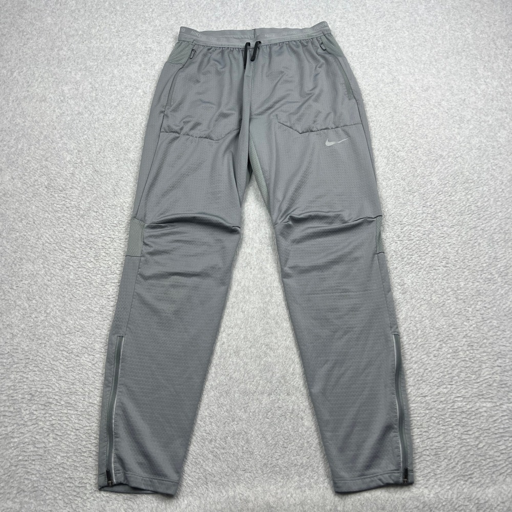 Nike Phenom Running Pants Mens Small Gray Knit Dri-FIT Ankle Zip Joggers DQ4740